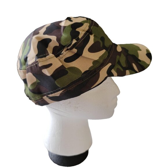 Camo Forest Training Hat Outdoor Sports Green Brown Tan Adjustable One Size New - Picture 2 of 9